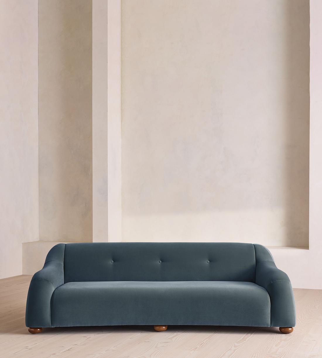 Liana Three Seater Sofa - Velvet - Grey Blue - UK - Listing - Image 2