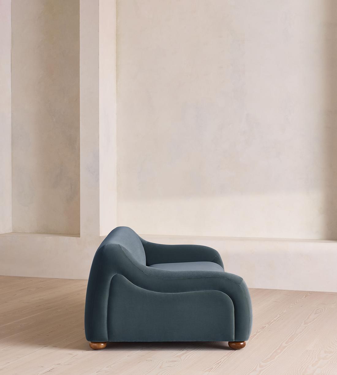 Liana Three Seater Sofa - Velvet - Grey Blue - UK - Images - Image 3
