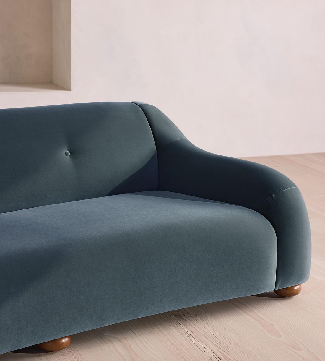 Liana Three Seater Sofa - Velvet - Grey Blue - UK - Images - Image 5