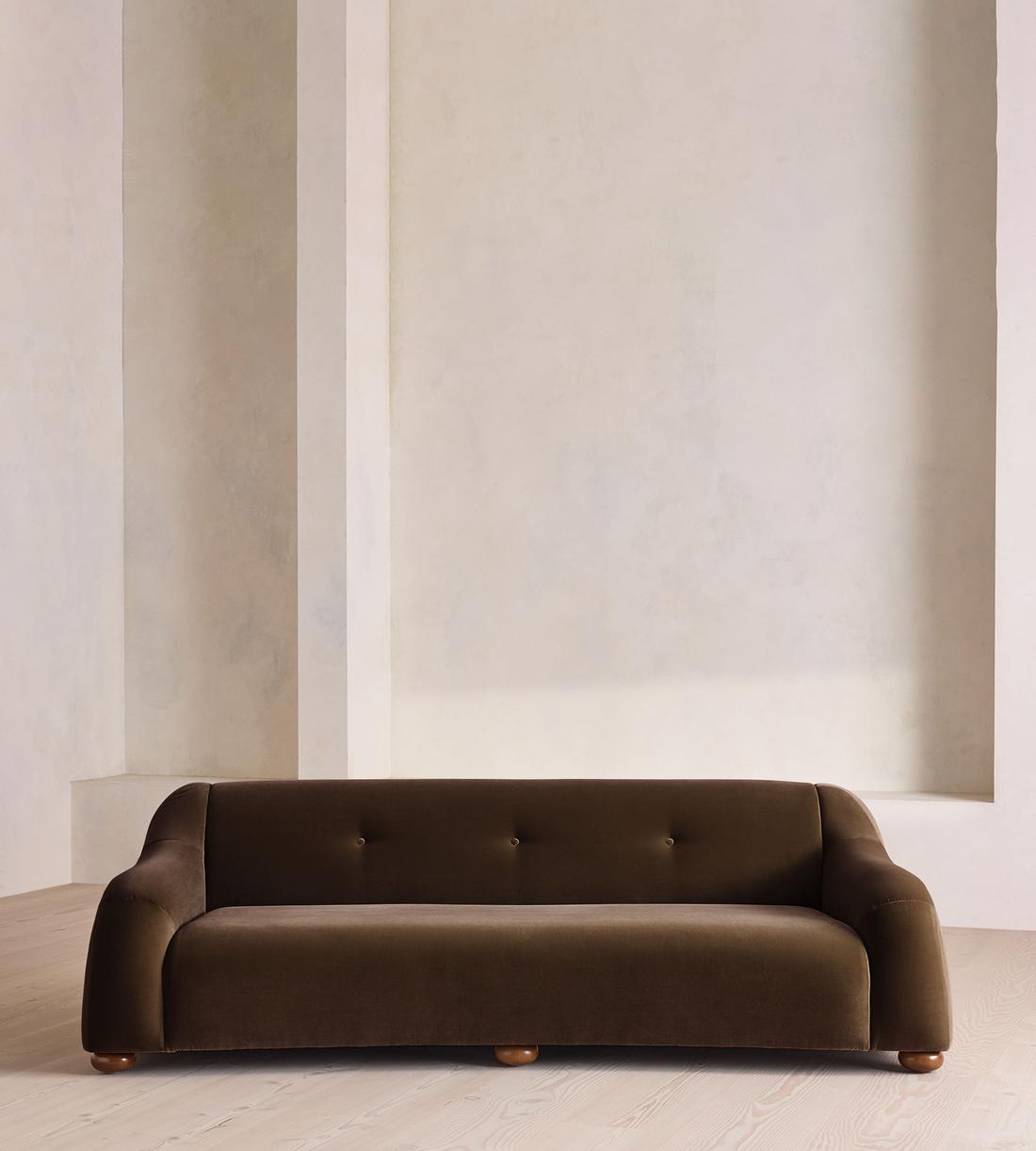 Liana Three Seater Sofa - Velvet - Chocolate - UK - Listing - Image 2