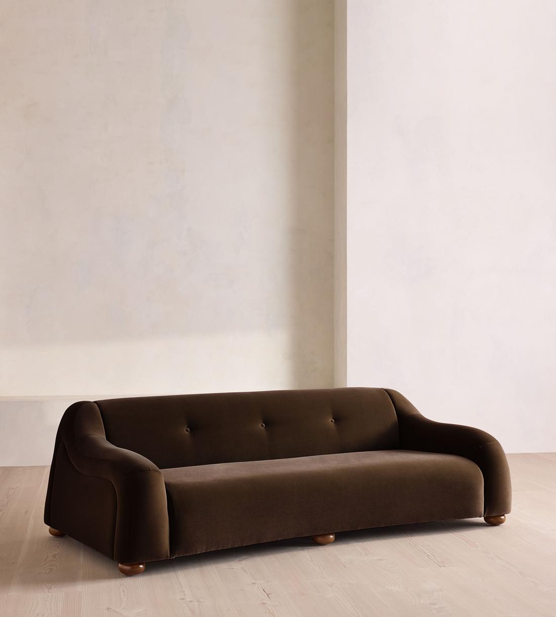 Liana Three Seater Sofa - Velvet - Chocolate - UK - Listing - Image 1
