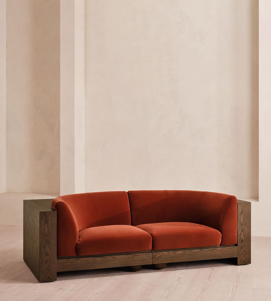 Carter Three Seater Sofa - Velvet - Rust - US - Listing - Image 4