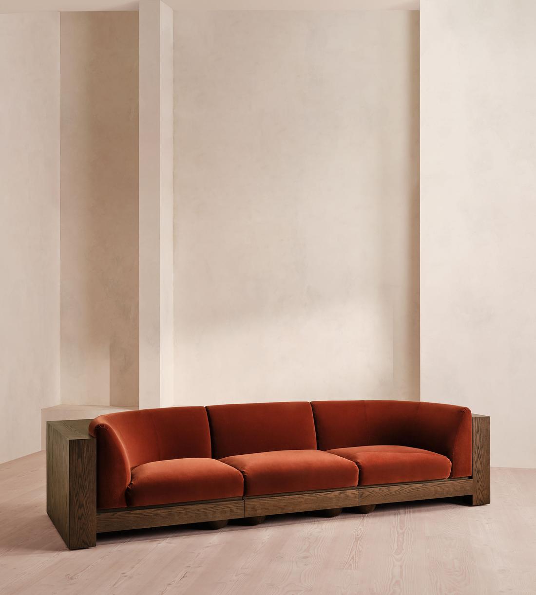 Carter Four Seater Sofa - Velvet - Rust - UK - Listing - Image 4