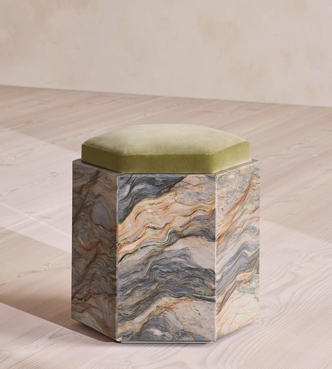 Novi Footstool - Velvet - Lichen - US - Listing - Image 1