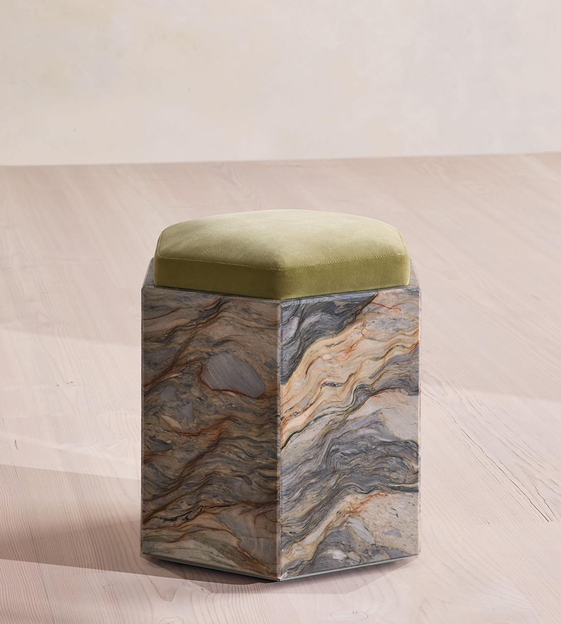 Novi Footstool - Velvet - Lichen - US - Listing - Image 2