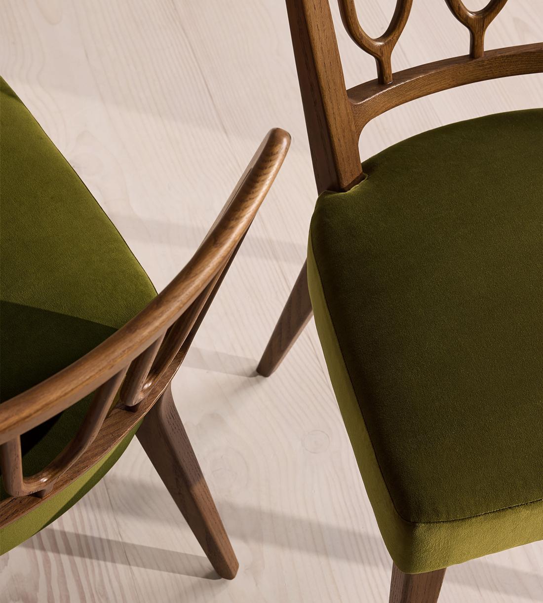 Pair of Leonie Armless Dining Chairs - Velvet - Olive - Images - Image 5