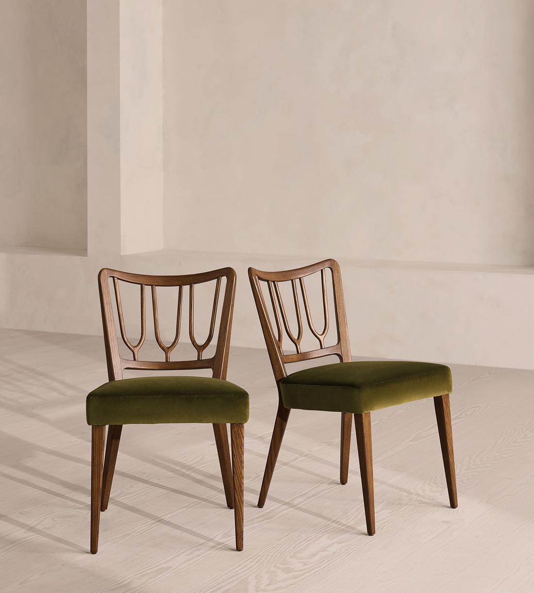 Pair of Leonie Armless Dining Chairs - Velvet - Olive - US - Listing - Image 1