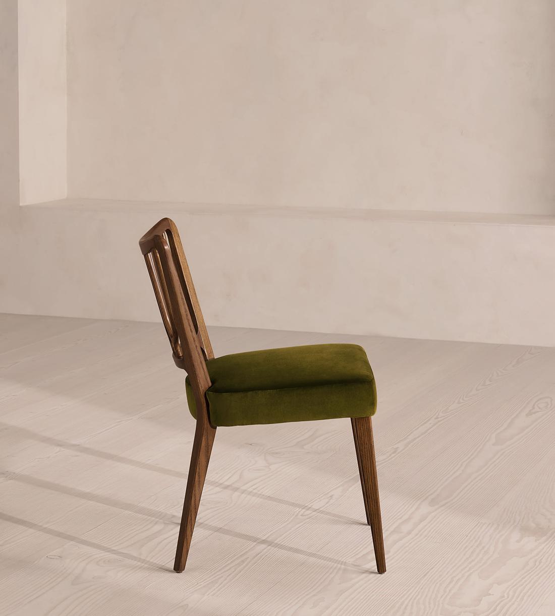 Pair of Leonie Armless Dining Chairs - Velvet - Olive - US - Images - Image 3