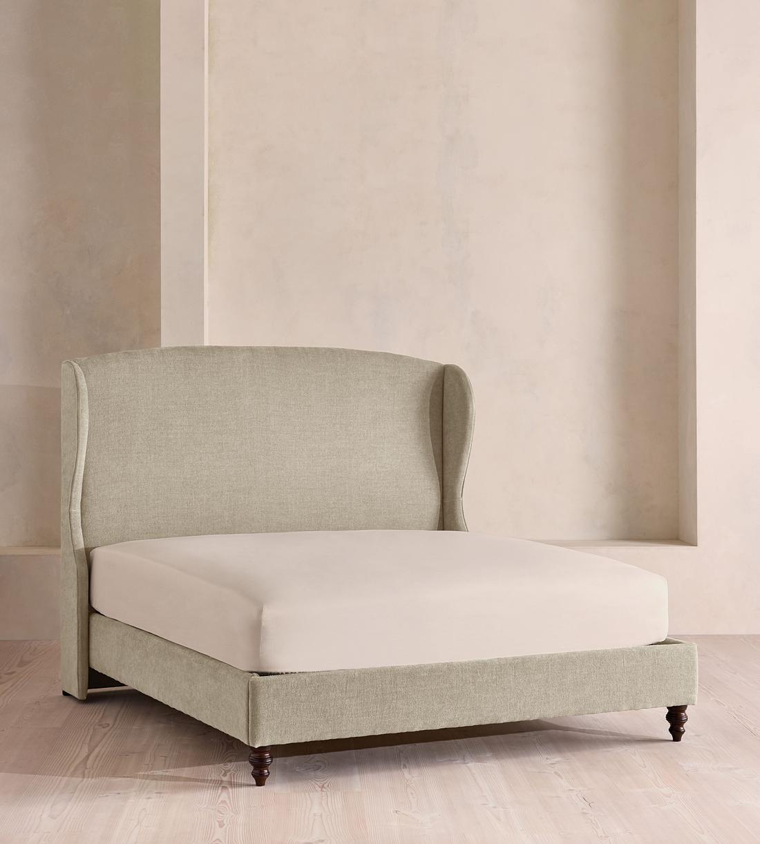 Rivas Bed - King - Linen Chenille - Stone - UK - Listing - Image 1