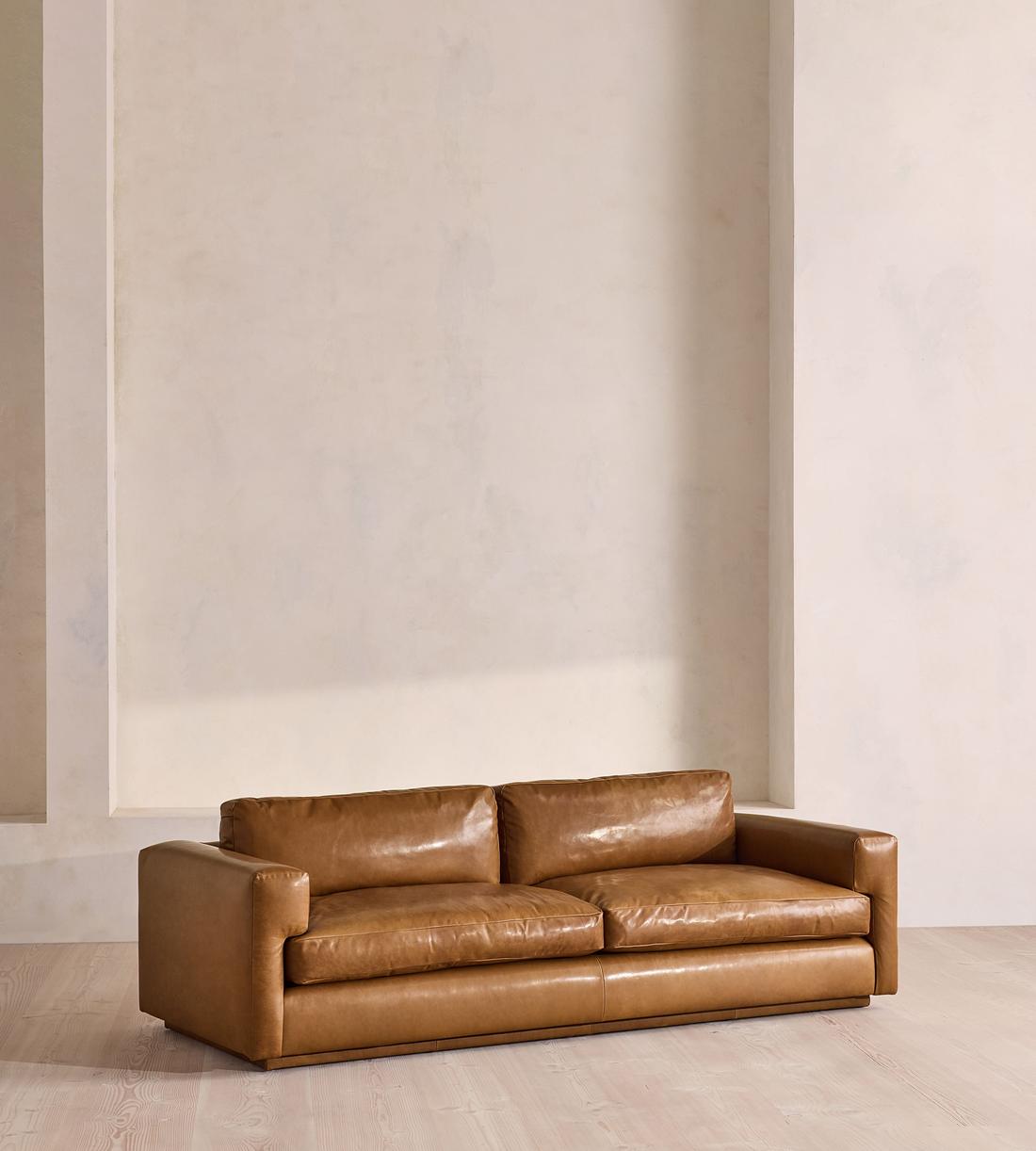 Mossley Three Seater Sofa - Leather - Chestnut - US - Listing - Image 1