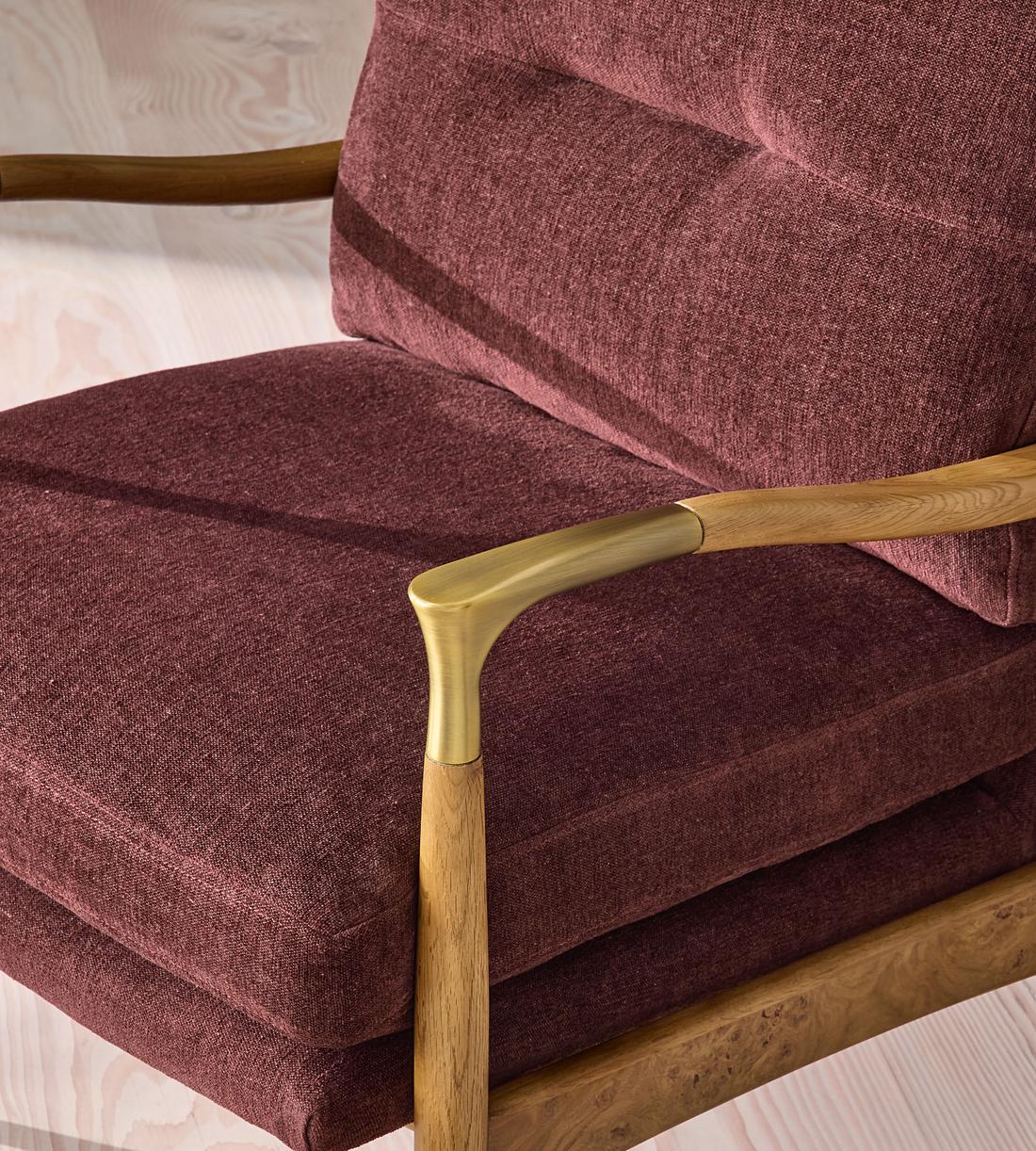 Theodore Burl Armchair - Linen Chenille - Bordeaux - UK - Images - Image 6