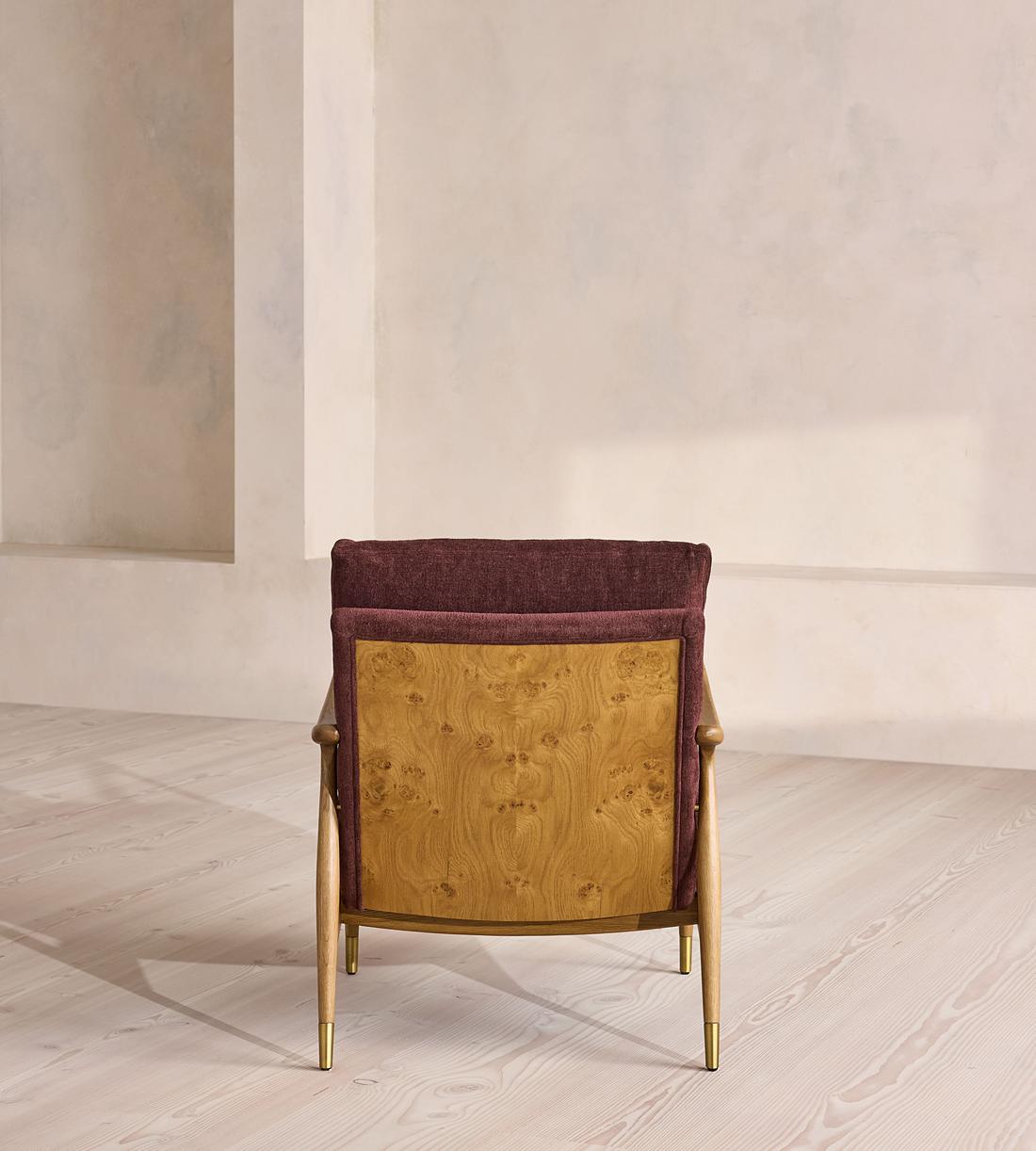 Theodore Burl Armchair - Linen Chenille - Bordeaux - US - Images - Image 5