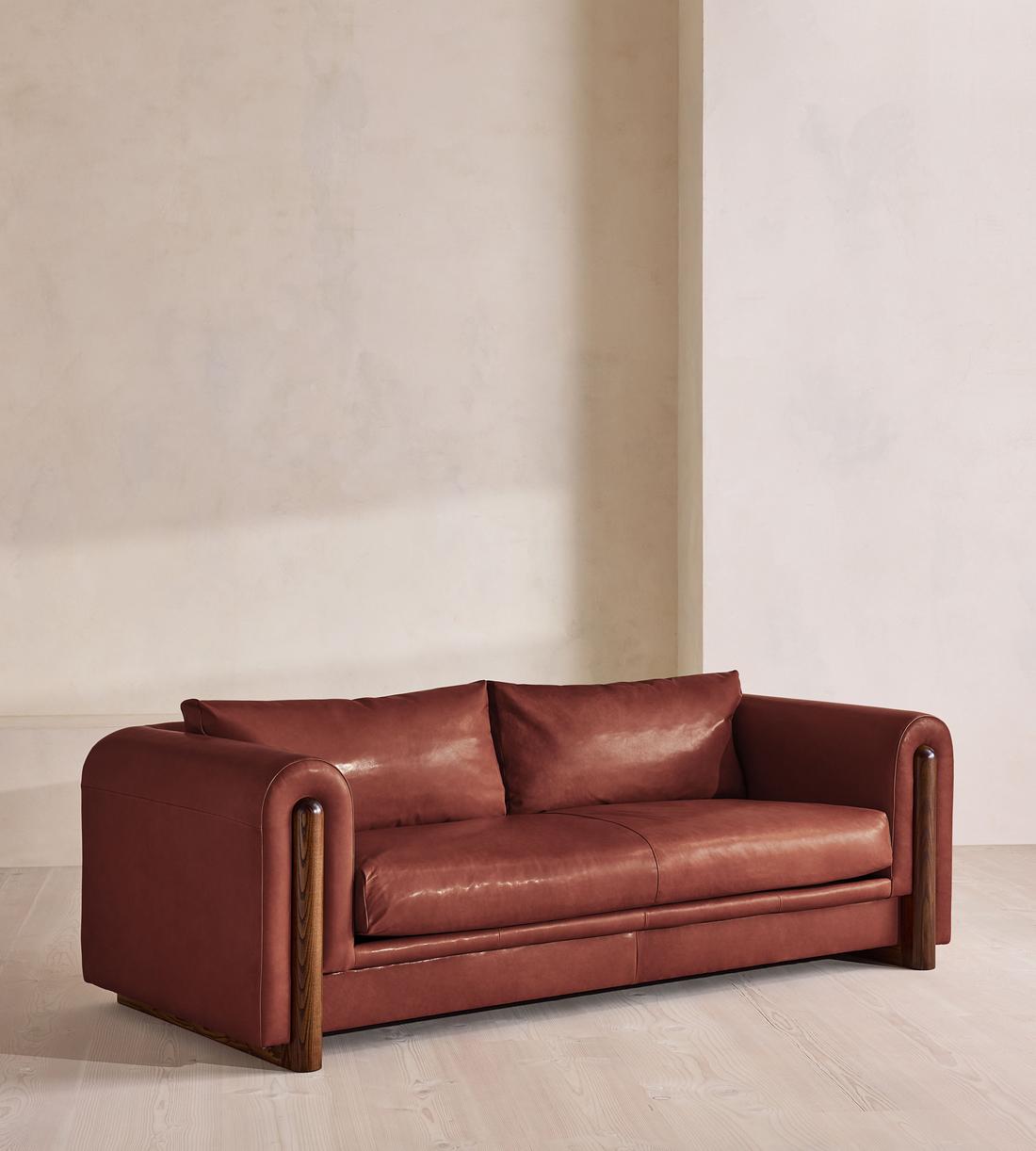 Farrell Three Seater Sofa - Leather - Sangria - UK - Listing - Image 2