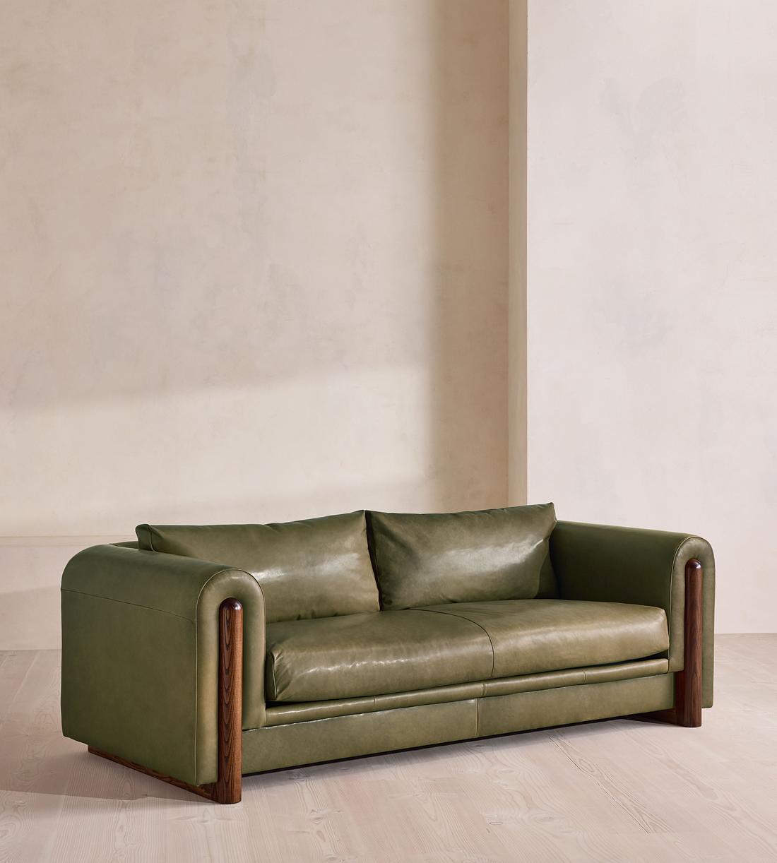 Farrell Three Seater Sofa - Leather - Moss - UK - Listing - Image 2