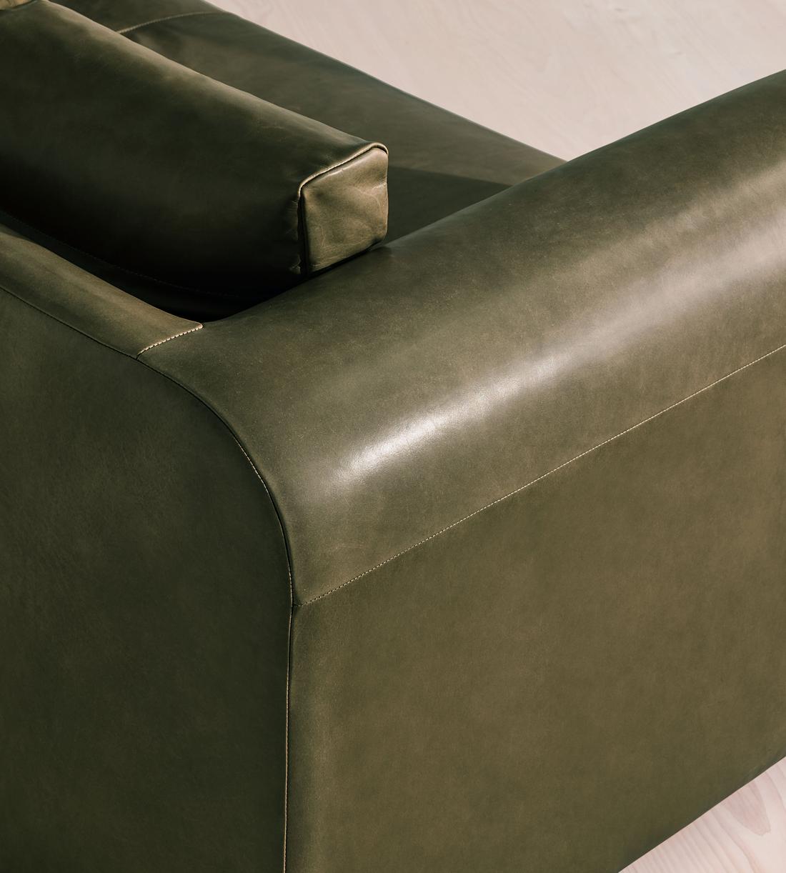 Farrell Three Seater Sofa - Leather - Moss - UK - Images - Image 6