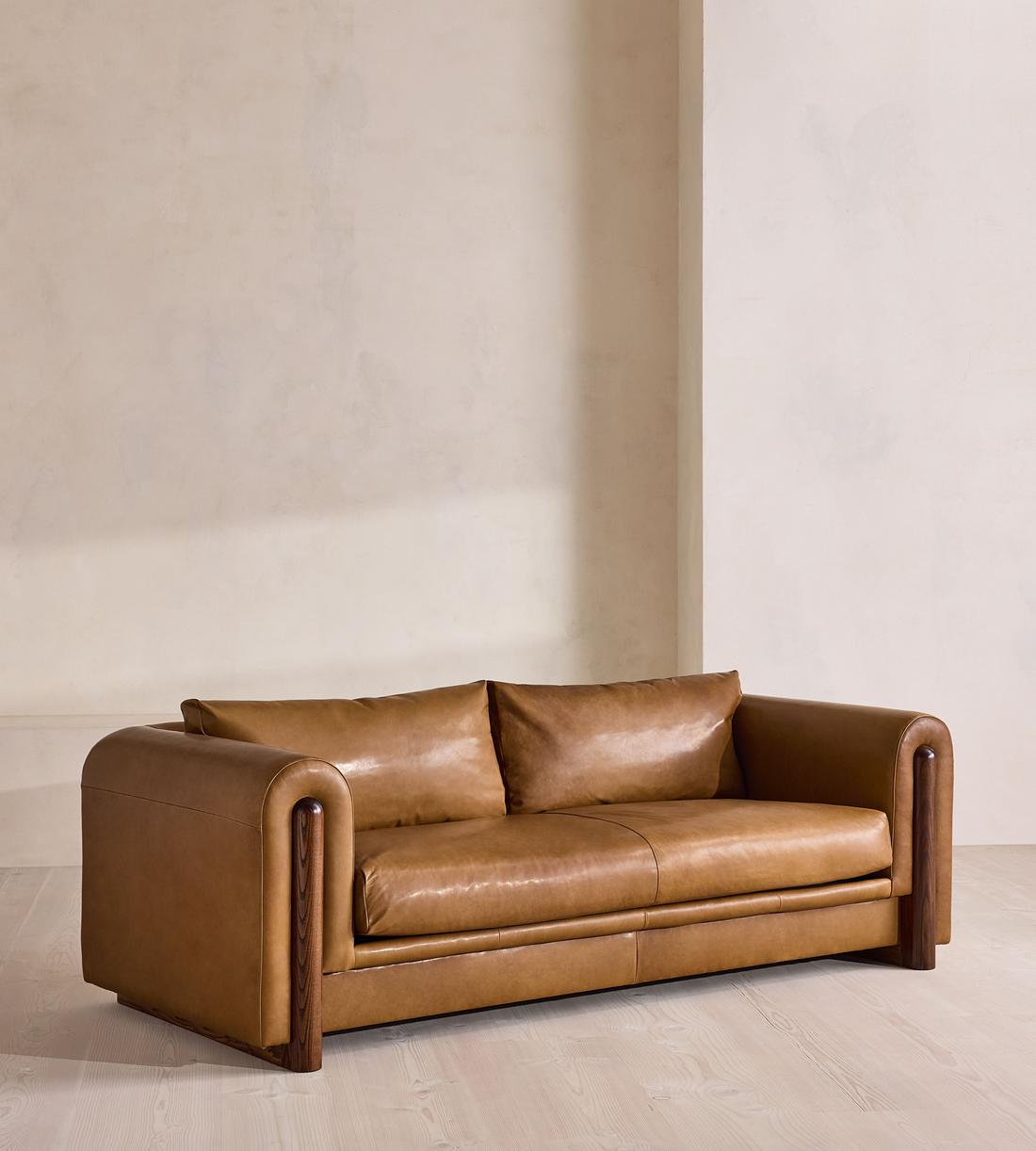 Farrell Three Seater Sofa - Leather - Chestnut - UK - Listing - Image 2