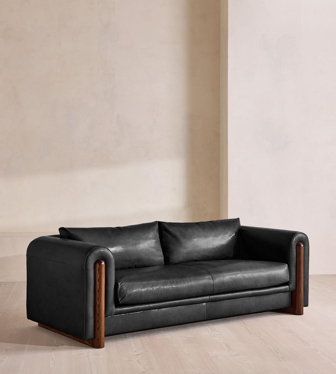 Farrell Three Seater Sofa - Leather - Black - UK - Listing - Image 2