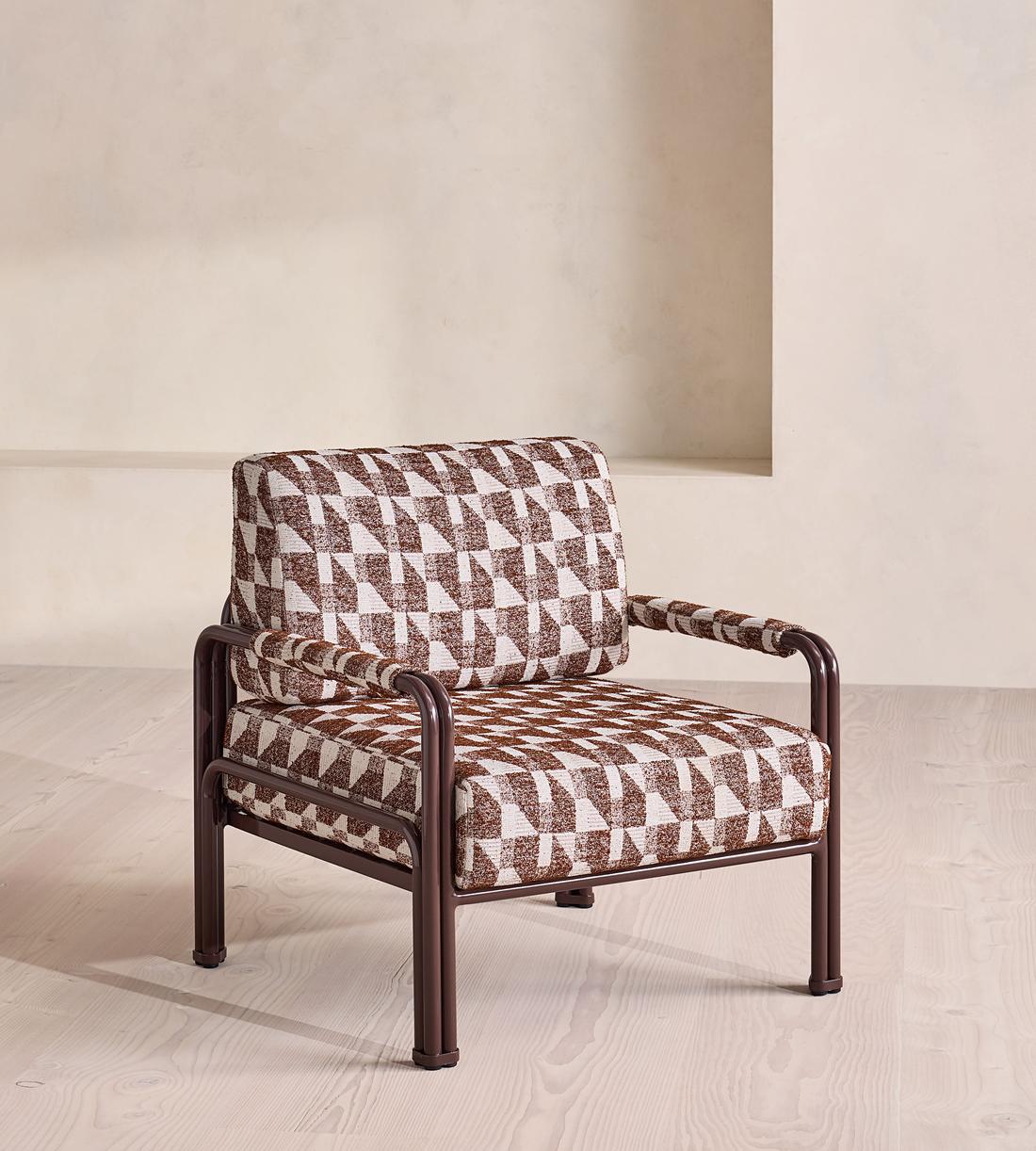 Elias Outdoor Armchair - Geometric - Maroon - UK - Listing - Image 4