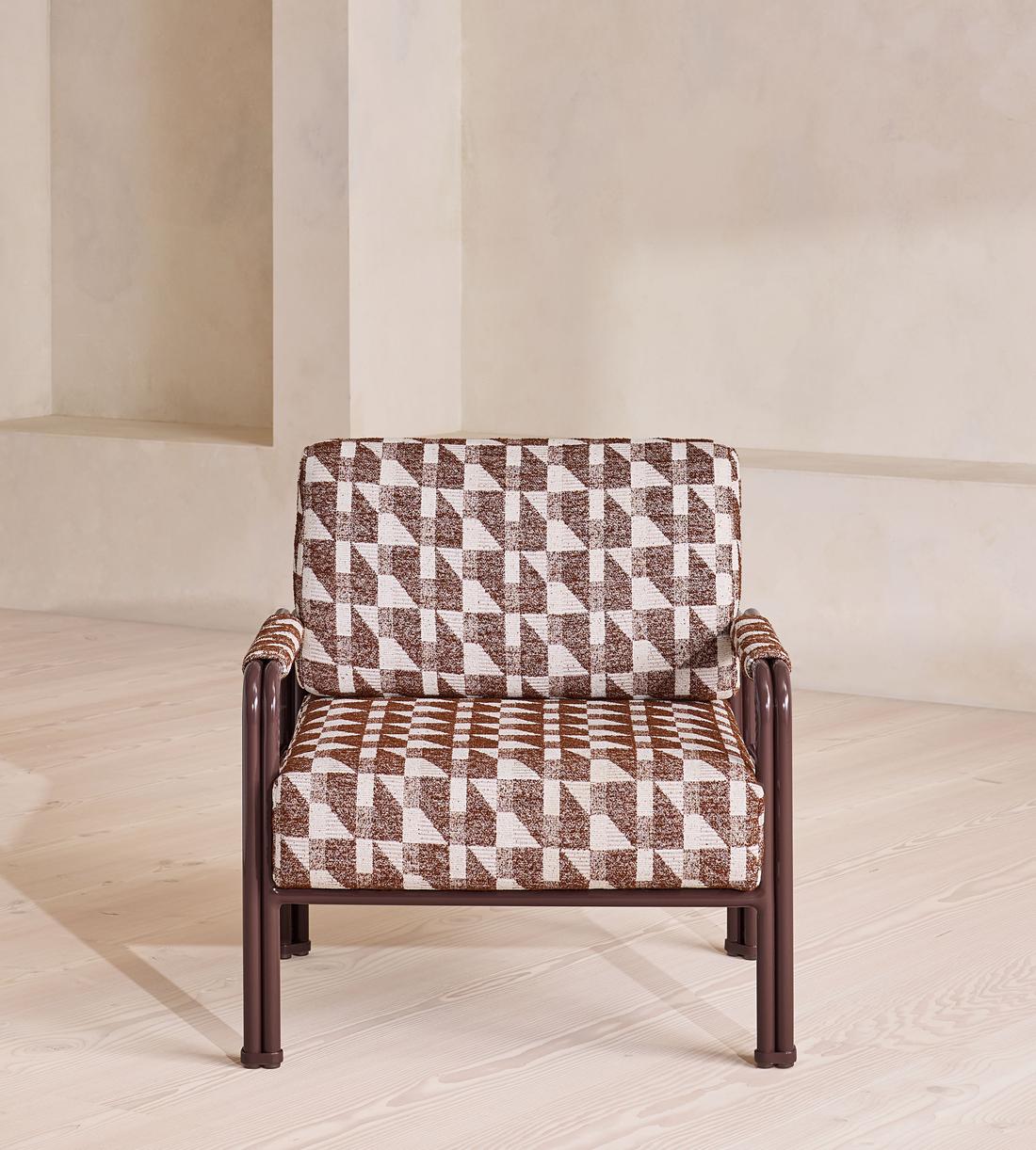 Elias Outdoor Armchair - Geometric - Maroon - UK - Listing - Image 5