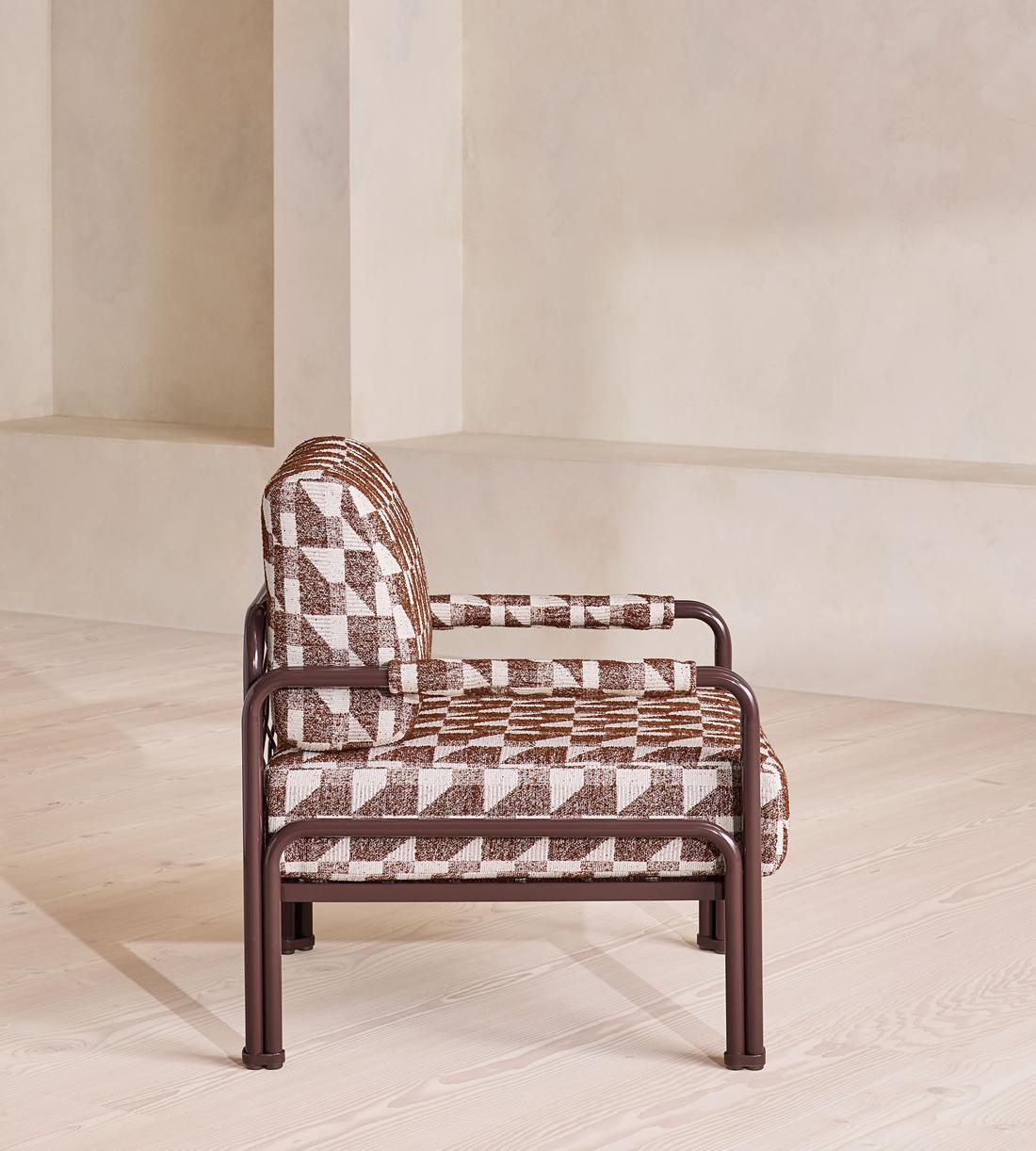Elias Outdoor Armchair - Geometric - Maroon - UK - Images - Image 6