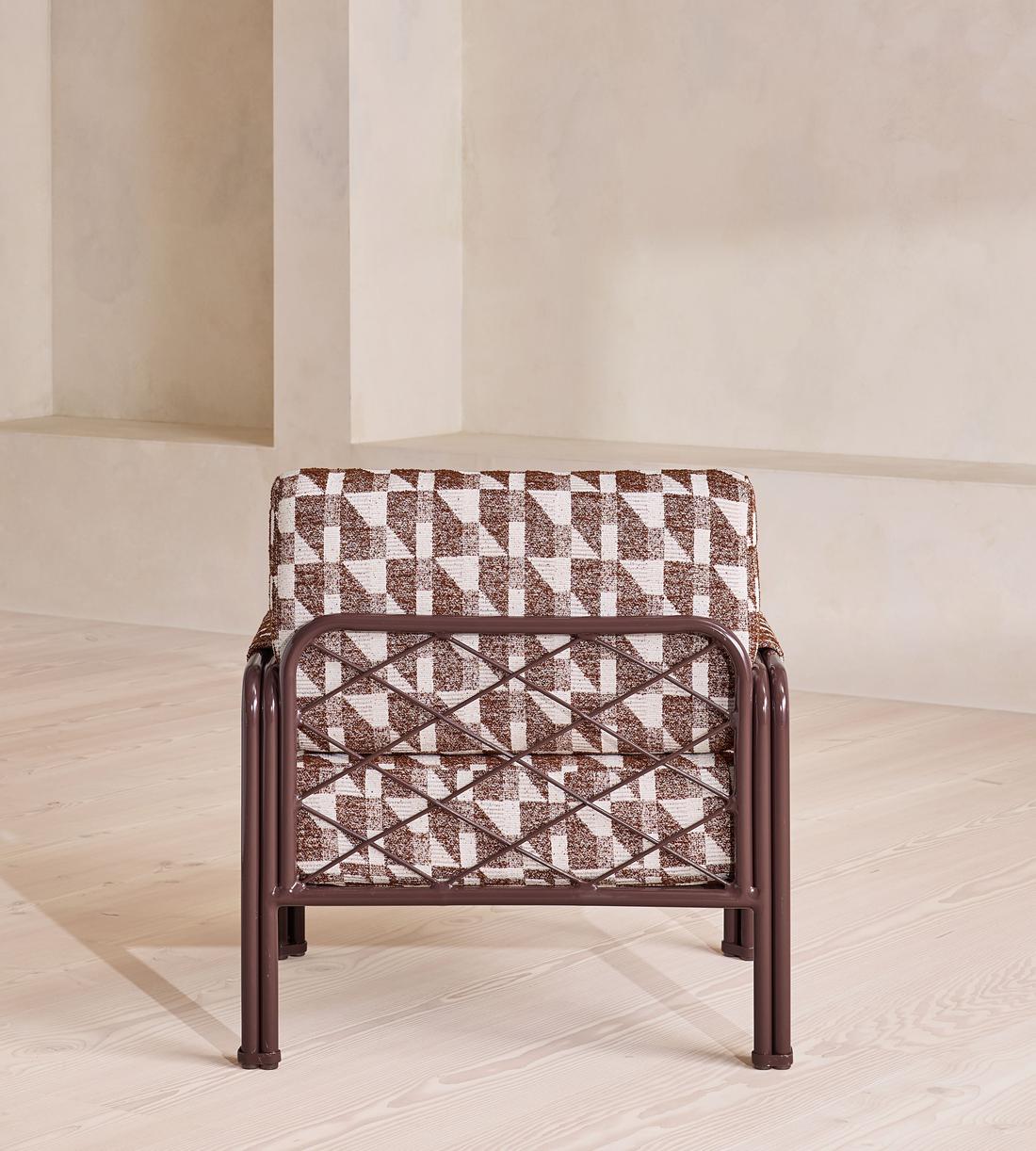 Elias Outdoor Armchair - Geometric - Maroon - UK - Images - Image 7