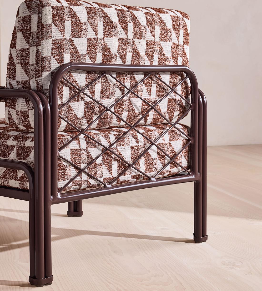 Elias Outdoor Armchair - Geometric - Maroon - UK - Images - Image 9