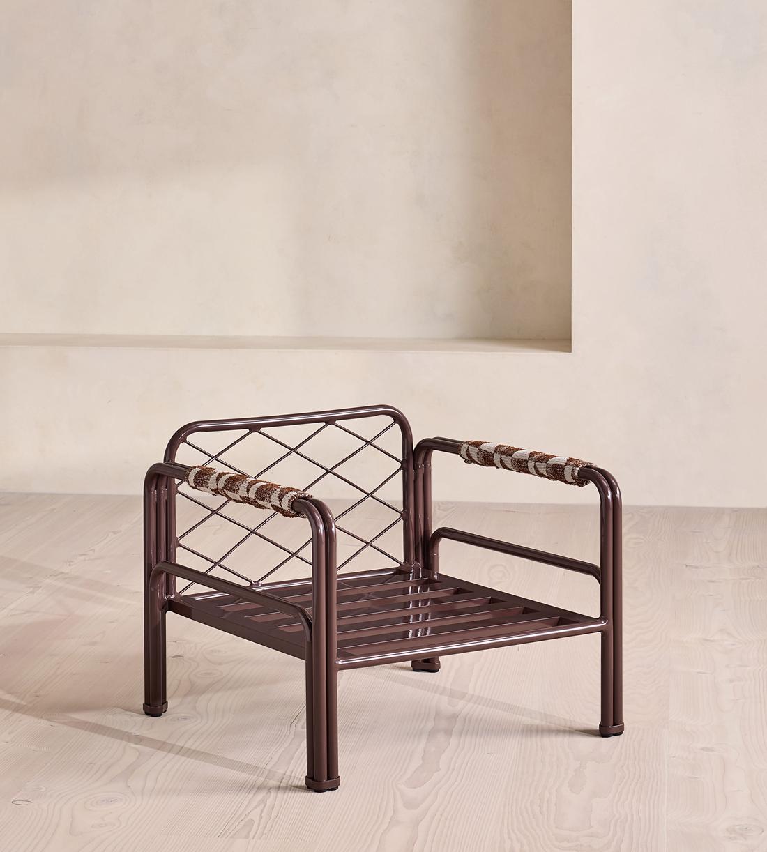Elias Outdoor Armchair - Geometric - Maroon - UK - Images - Image 10