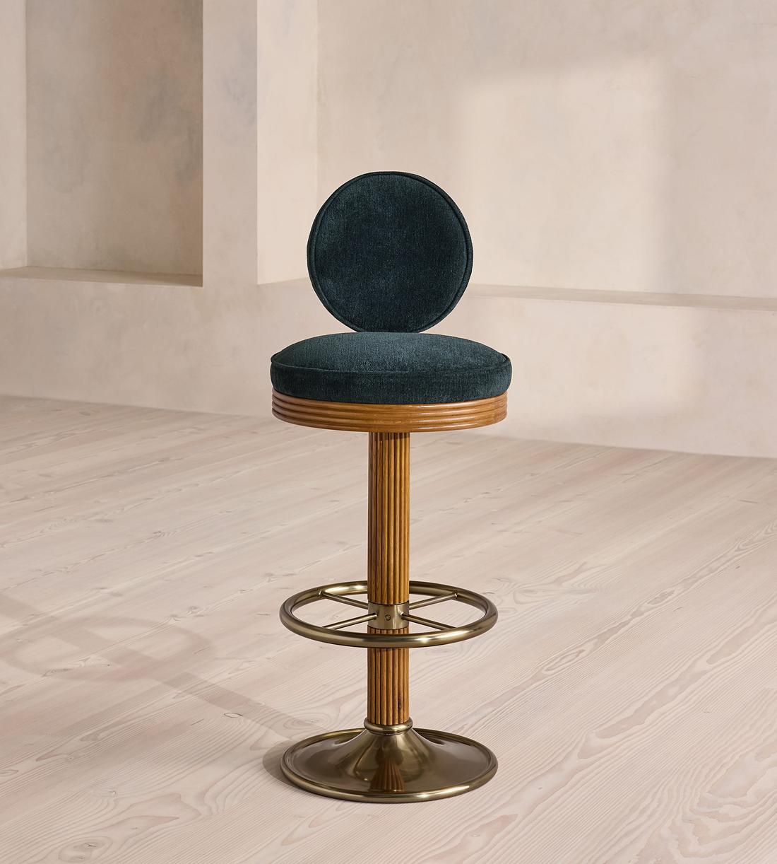 Alma Barstool - Linen Chenille - Deep Teal - US - Listing - Image 1
