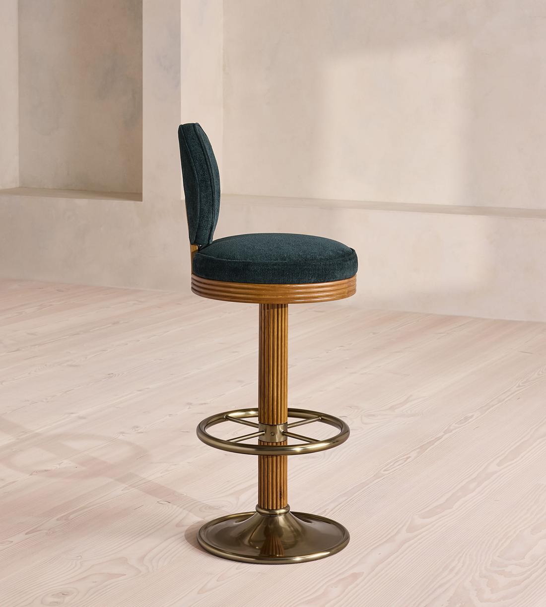 Alma Barstool - Linen Chenille - Deep Teal - US - Images - Image 3