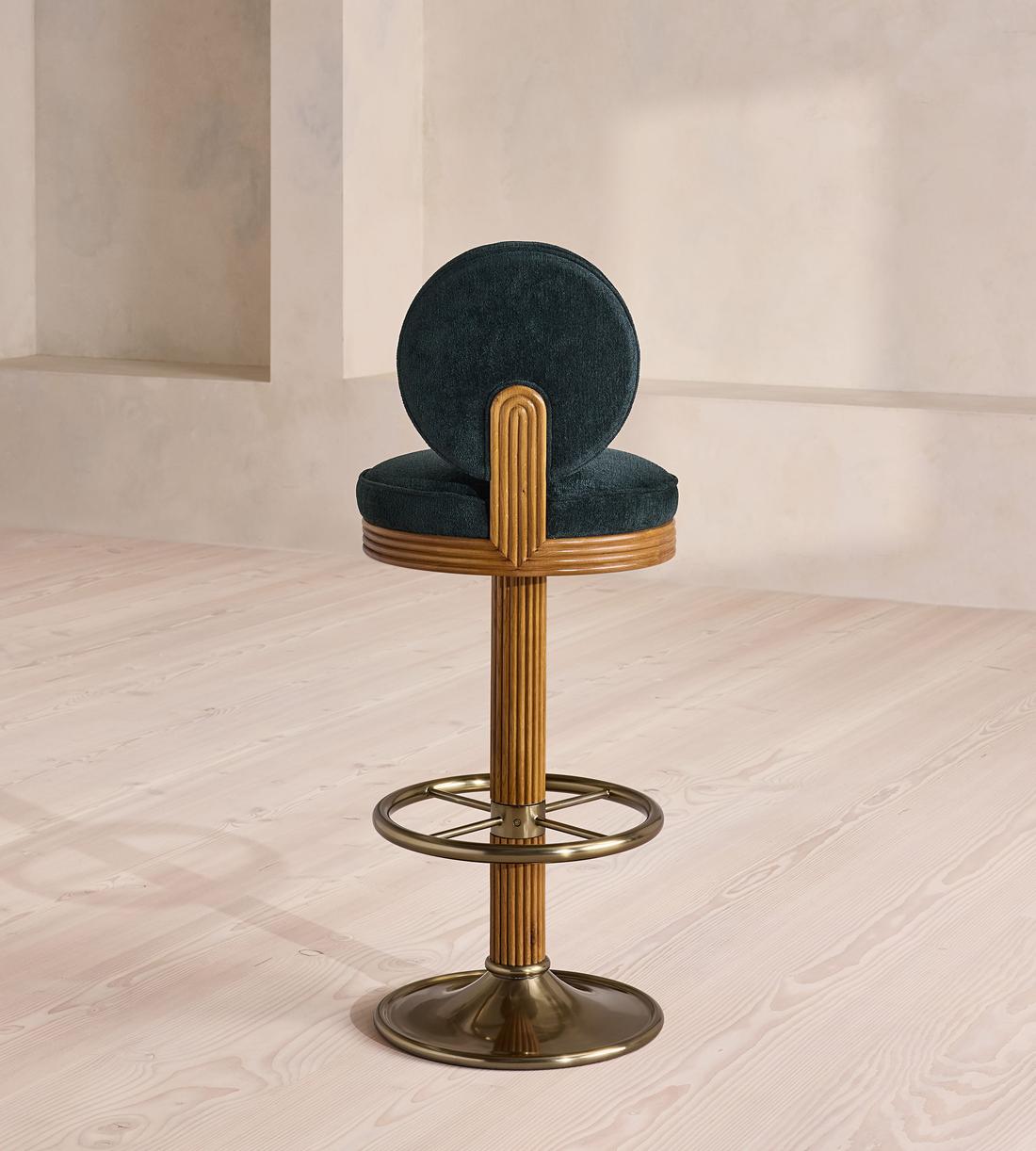 Alma Barstool - Linen Chenille - Deep Teal - US - Images - Image 4
