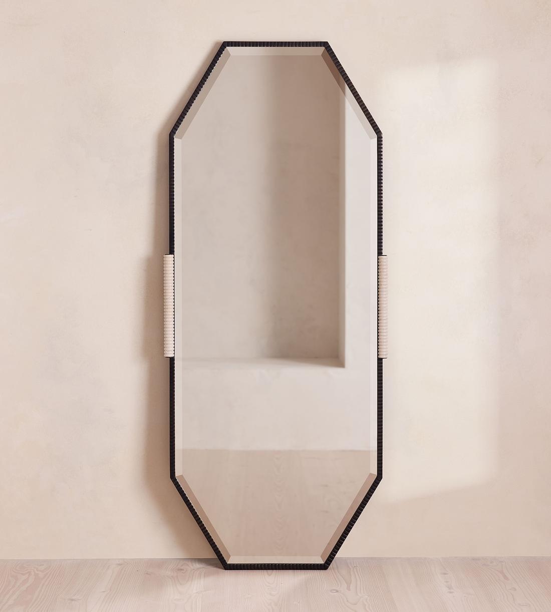 Welton Floor Mirror - Blackened Brass & Travertine - Listing - Image 2