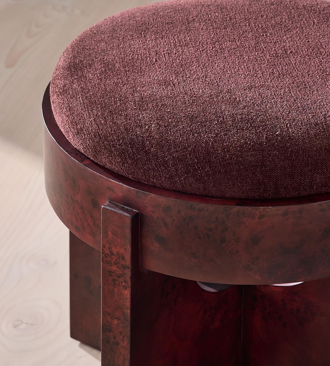 Dalton Burl Footstool - Linen Chenille - Bordeaux - UK - Images - Image 4
