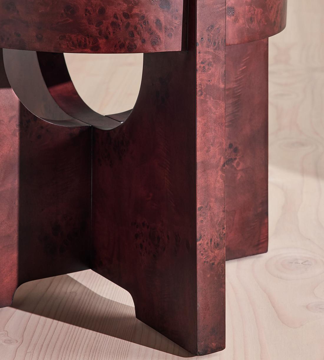 Dalton Burl Footstool - Linen Chenille - Bordeaux - UK - Images - Image 5