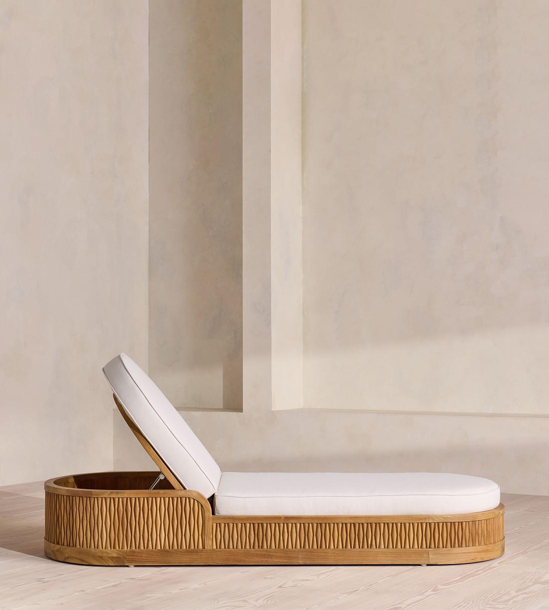 Orion Outdoor Chaise Lounger - Off White - Images - Image 5