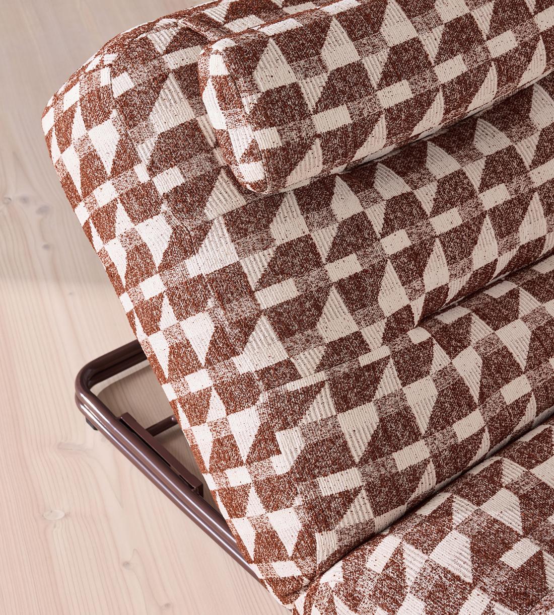 Celia Outdoor Sunlounger - Geometric - Maroon - Images - Image 7