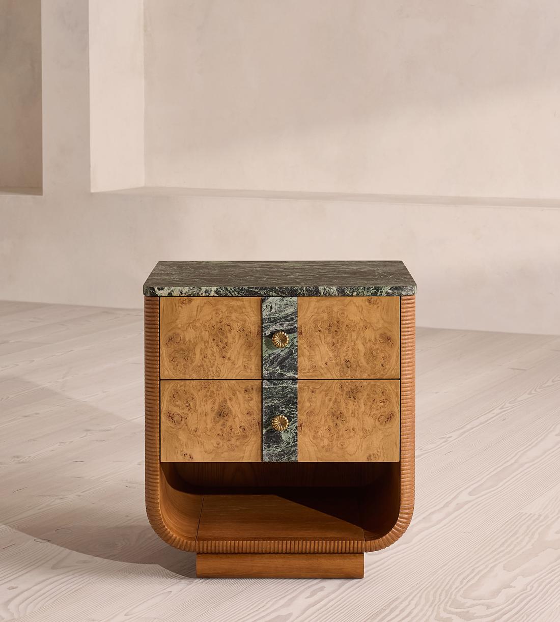 Basil Bedside Table - Napoli Green Marble - Listing - Image 1