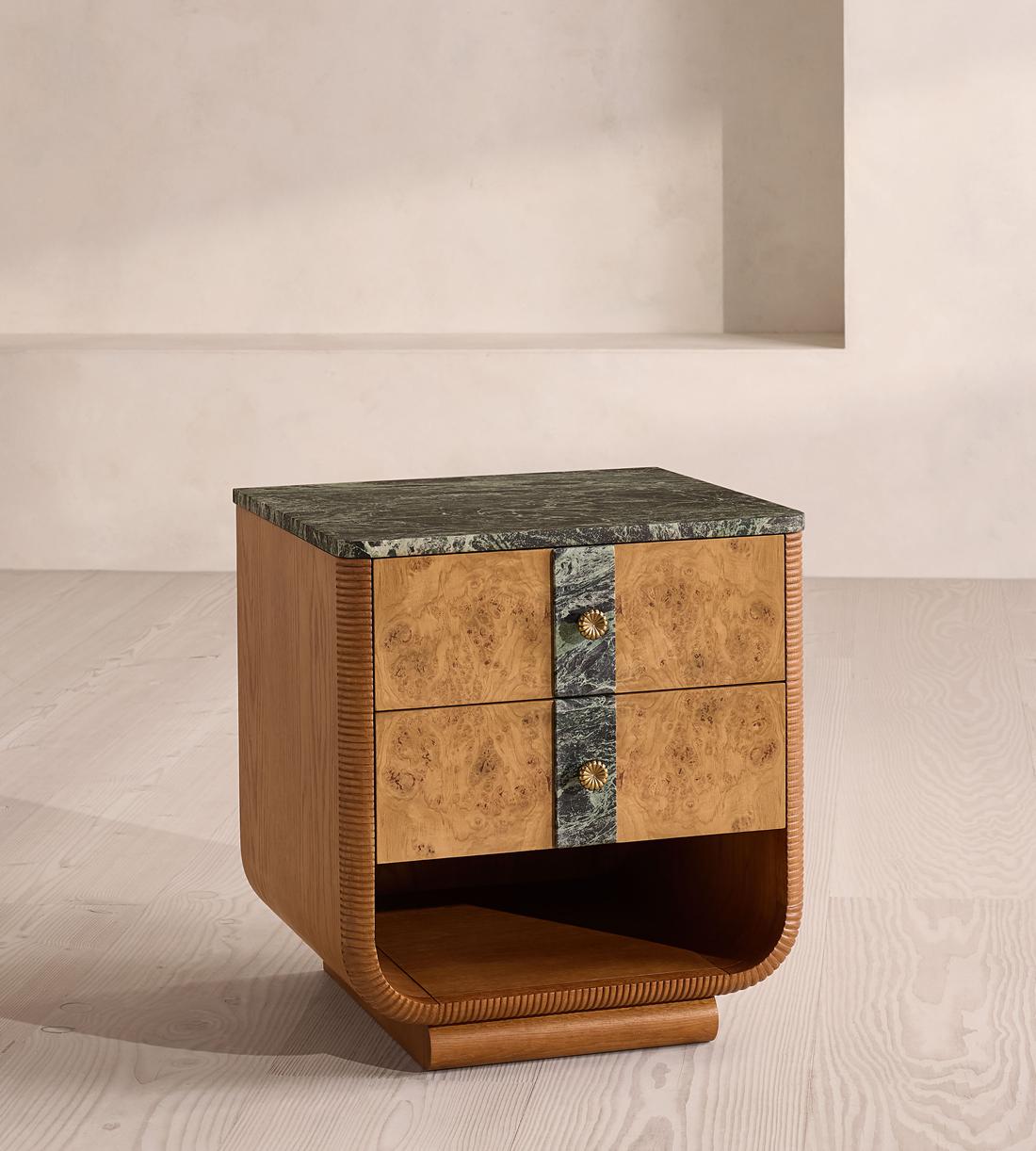 Basil Bedside Table - Napoli Green Marble - Listing - Image 2