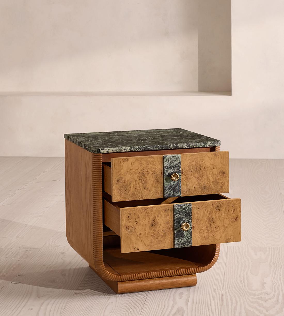 Basil Bedside Table - Napoli Green Marble - Images - Image 4