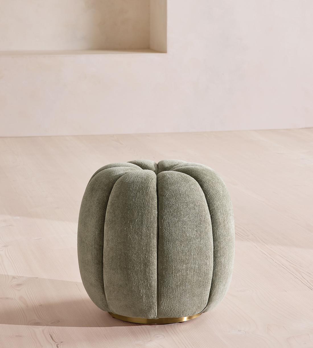Sofia Footstool - Linen Chenille - Sage - UK - Listing - Image 2