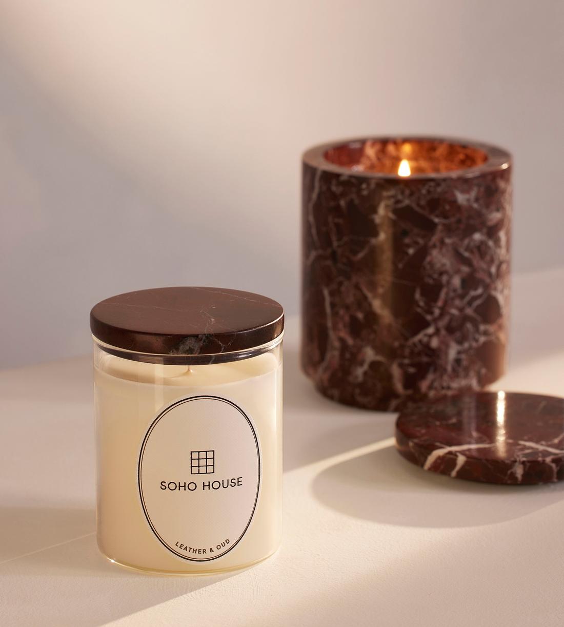 Leather & Oud Candle - Rosso Levanto Marble - Refill - 250g - Images - Image 3