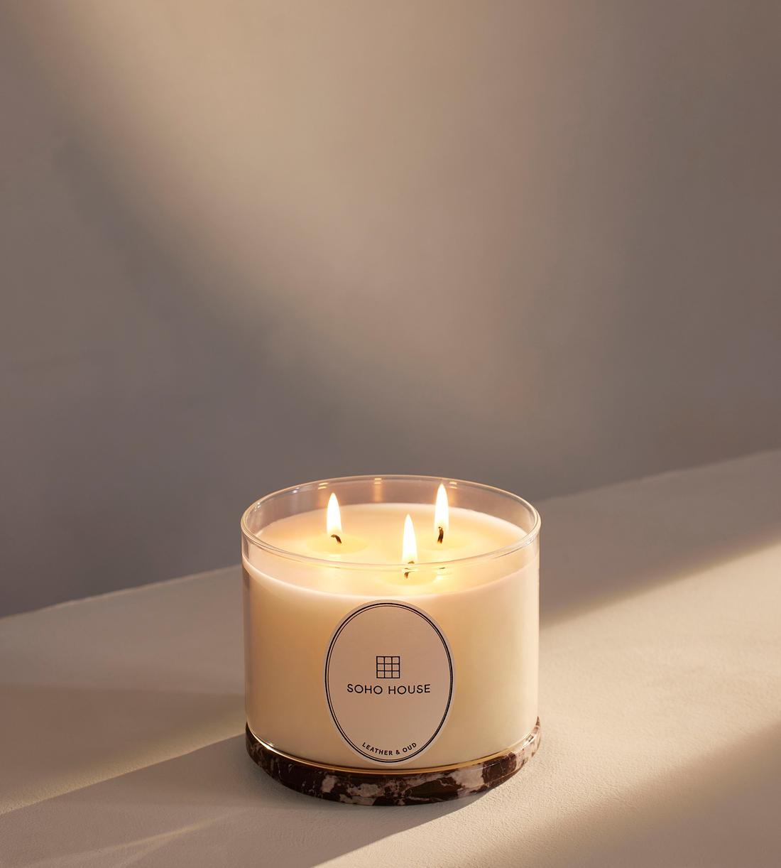 Leather & Oud Candle - Rosso Levanto Marble - Refill - 660g - Listing - Image 1