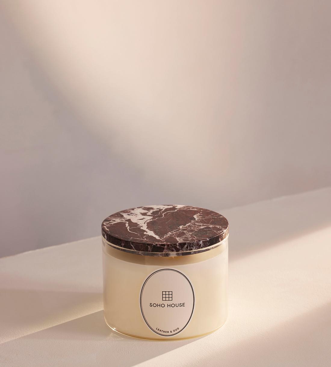 Leather & Oud Candle - Rosso Levanto Marble - Refill - 660g - Listing - Image 2