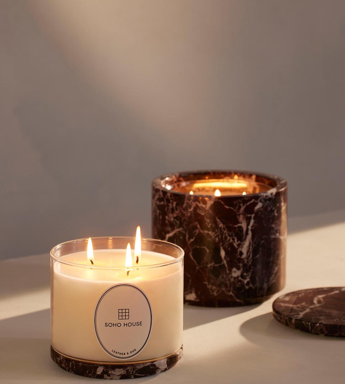 Leather & Oud Candle - Rosso Levanto Marble - Refill - 660g - Images - Image 3