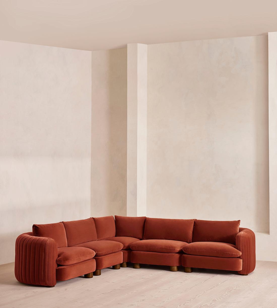 Vivienne Modular Corner Sofa - Velvet Rust - Listing - Image 2