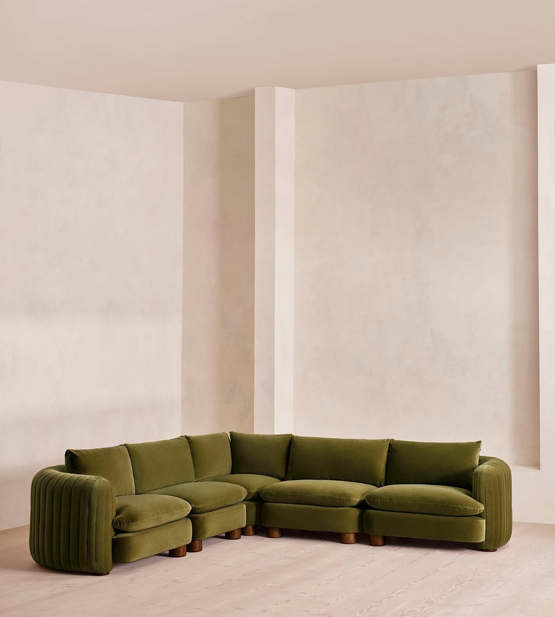 Vivienne Sectional Corner Sofa - Velvet Olive - US - Listing - Image 2