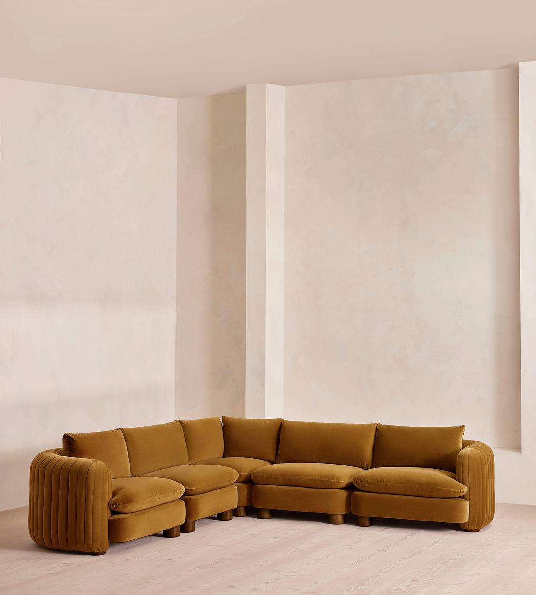 Vivienne Modular Corner Sofa - Velvet Mustard - Listing - Image 2