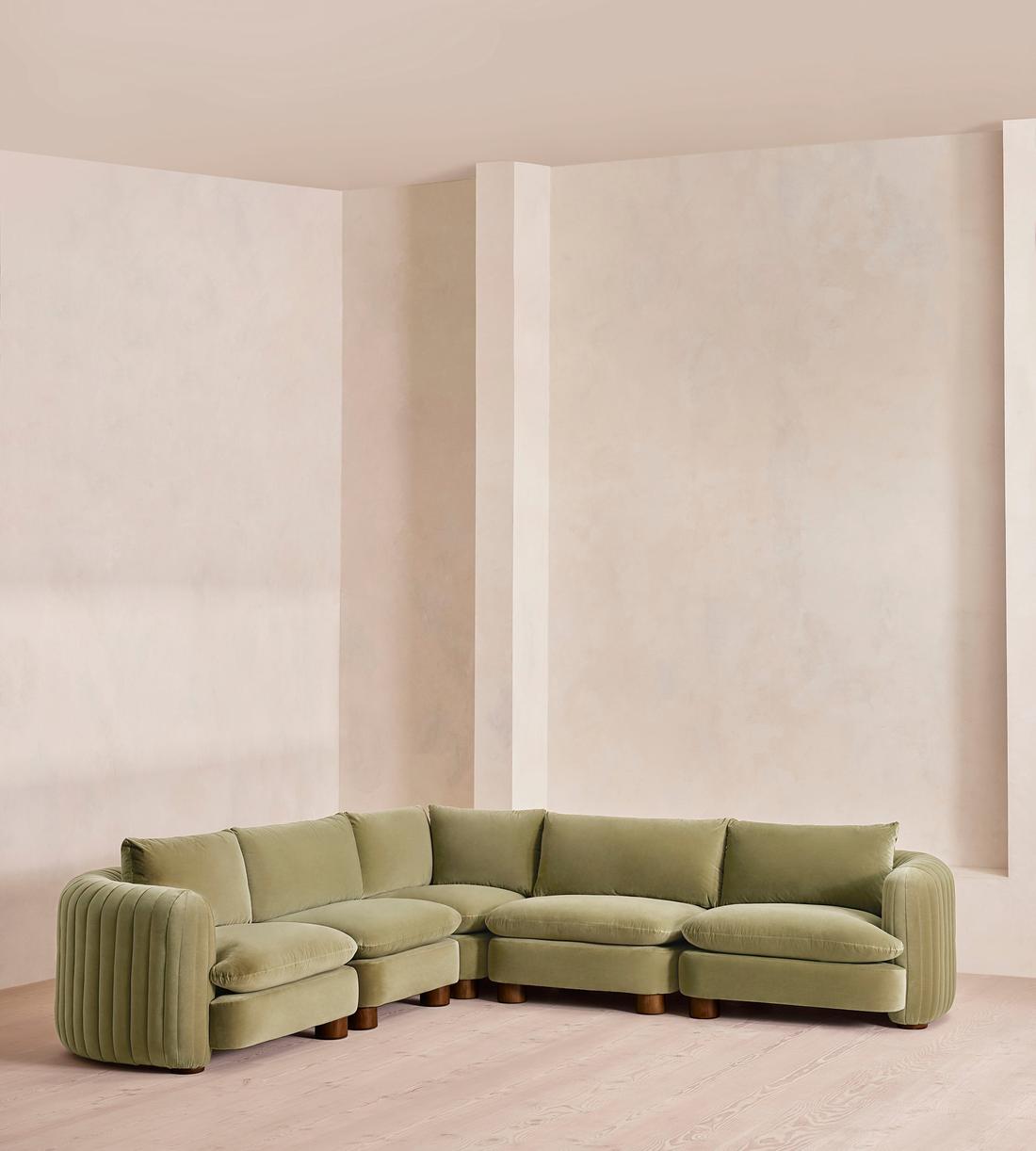 Vivienne Sectional Corner Sofa - Velvet Lichen - US - Listing - Image 2