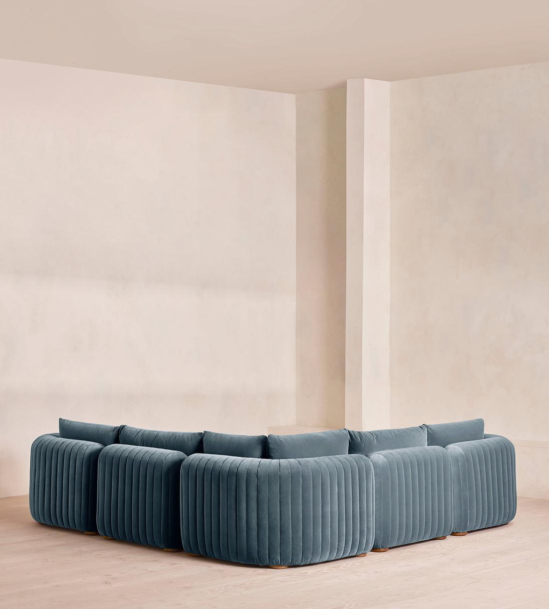 Vivienne Modular Corner Sofa - Velvet Grey Blue - Images - Image 3