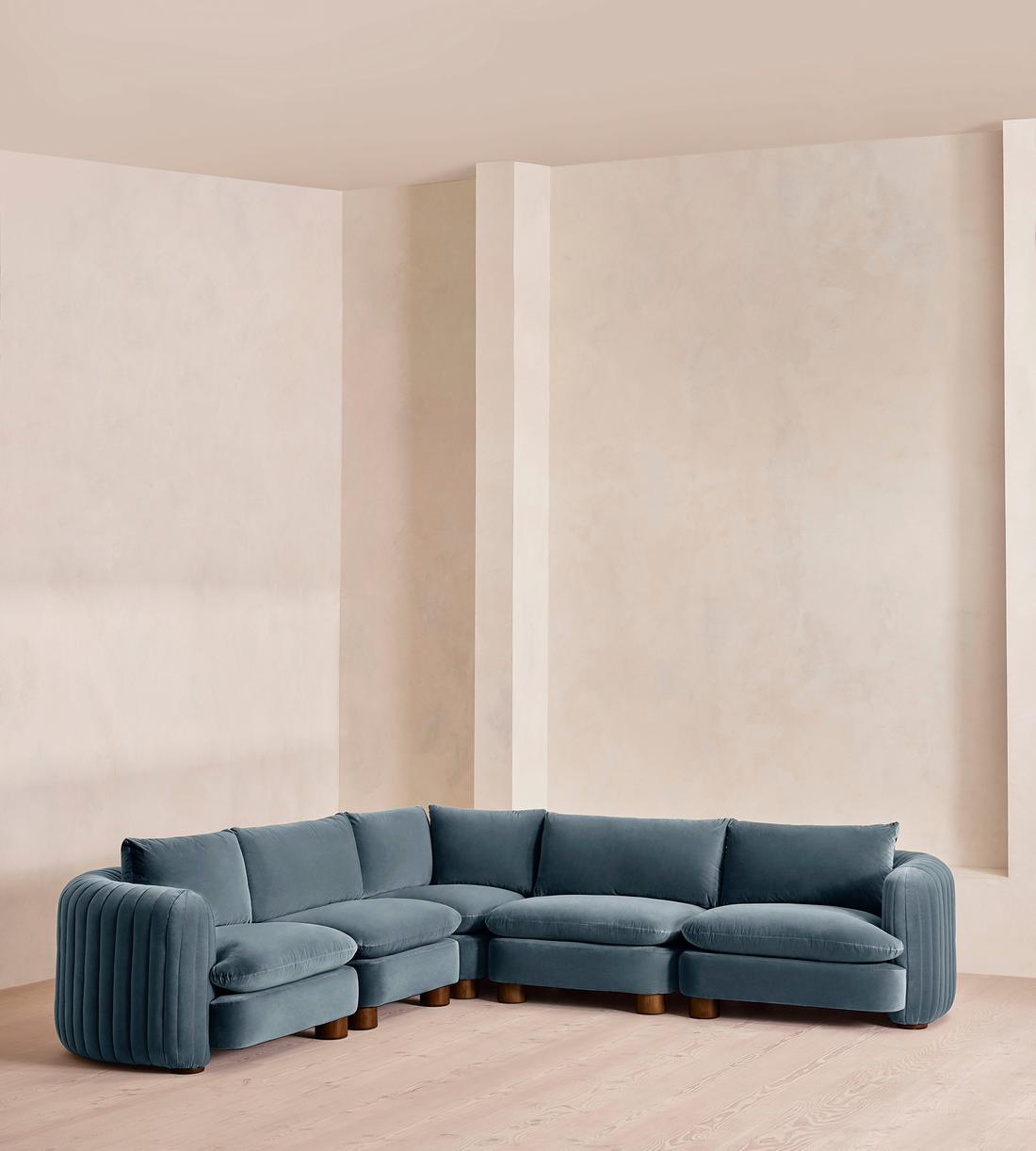 Vivienne Sectional Corner Sofa - Velvet Grey Blue - US - Listing - Image 2