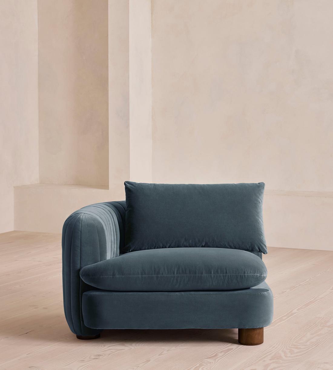 Vivienne Modular Sofa - Corner Module - Velvet - Grey Blue - Image 1